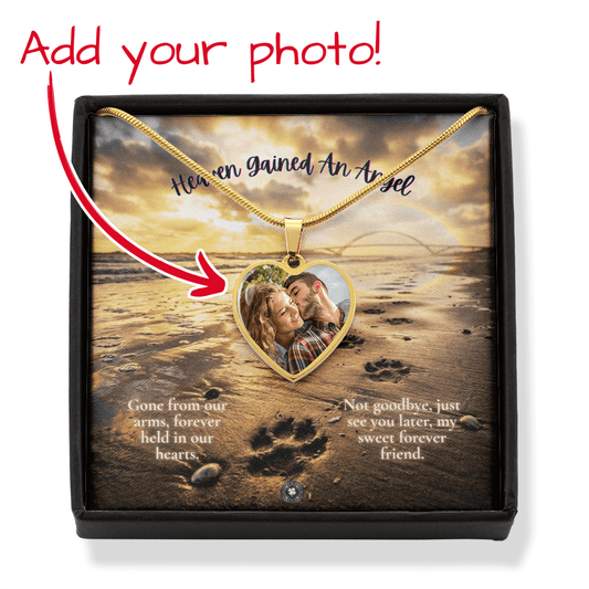 Custom Photo Upload Heart Necklace: Rainbow Bridge Jewelry 18k Yellow Gold No The Sterling Clover & Co.