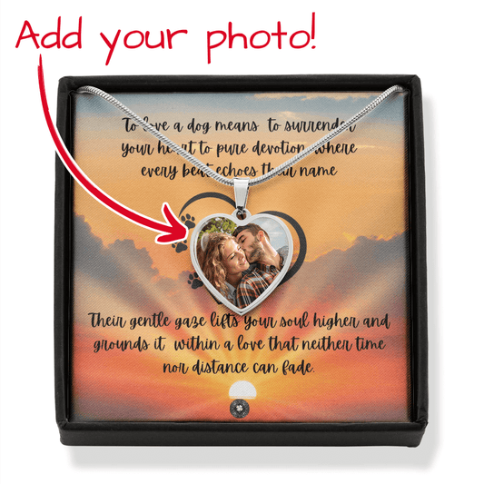 Custom Photo Upload Heart Necklace: To Love A Dog Jewelry Silver Stainless Steel No The Sterling Clover & Co.