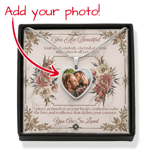 Custom Photo Upload Heart Pendant Necklace: Beautiful Jewelry Silver Stainless Steel No The Sterling Clover & Co.