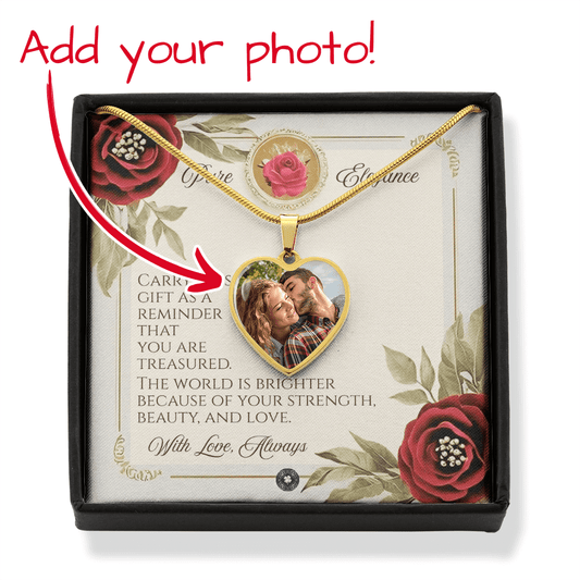 Custom Photo Upload Heart Pendant Necklace: Elegance Jewelry 18k Yellow Gold No The Sterling Clover & Co.