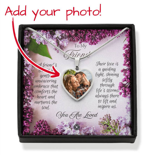 Custom Photo Upload Heart Pendant Necklace: Friend Jewelry Silver Stainless Steel No The Sterling Clover & Co.
