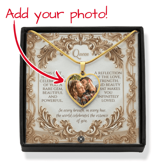 Custom Photo Upload Heart Pendant Necklace: Queen Jewelry 18k Yellow Gold No The Sterling Clover & Co.