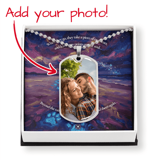 Dog Tag Necklace Custom Photo Upload with Engraving: Dream Bridge Jewelry Silver Stainless Steel No The Sterling Clover & Co.