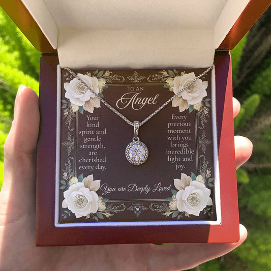 Eternal Hope Necklace: Angel Jewelry Mahogany Style Luxury Box with LED The Sterling Clover & Co.