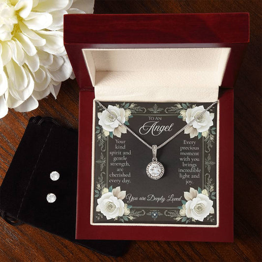 Eternal Hope Necklace & Earring Set: Angel Jewelry 14k White Gold Two Tone Box The Sterling Clover & Co.
