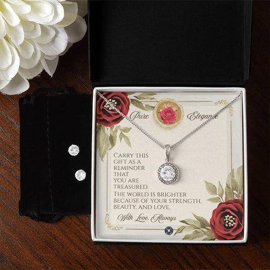 Eternal Hope Necklace & Earring Set: Elegance Jewelry 14k White Gold Two Tone Box The Sterling Clover & Co.