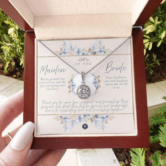 Eternal Hope Necklace: Maiden of the Bride Jewelry Blue Luxe Mahogany Style Luxury Box with LED The Sterling Clover & Co.