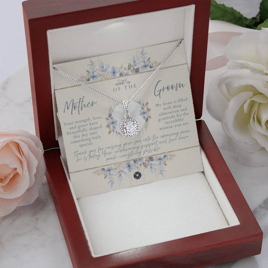 Eternal Hope Necklace: Mother of the Groom Jewelry Blue Luxe Mahogany Style Luxury Box with LED The Sterling Clover & Co.