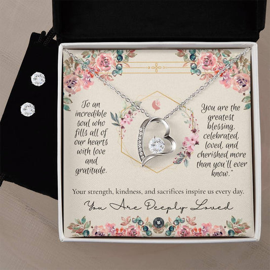 Forever Love Necklace & Earring Set: Forever Jewelry 14k White Gold Two Tone Box The Sterling Clover & Co.