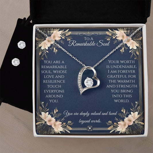 Forever Love Necklace & Earring Set: Remarkable Jewelry 14k White Gold Two Tone Box The Sterling Clover & Co.