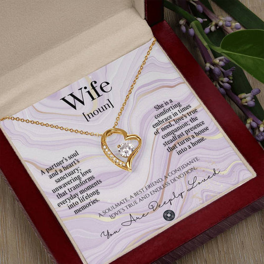 Forever Love Necklace: For Wife Jewelry 18k Yellow Gold Amethyst Mahogany Style Luxury Box with LED The Sterling Clover & Co.
