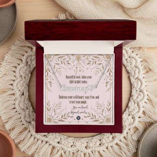 Heart & Name Necklace: Free Spirit Jewelry Polished Stainless Steel Two Tone Box The Sterling Clover & Co.