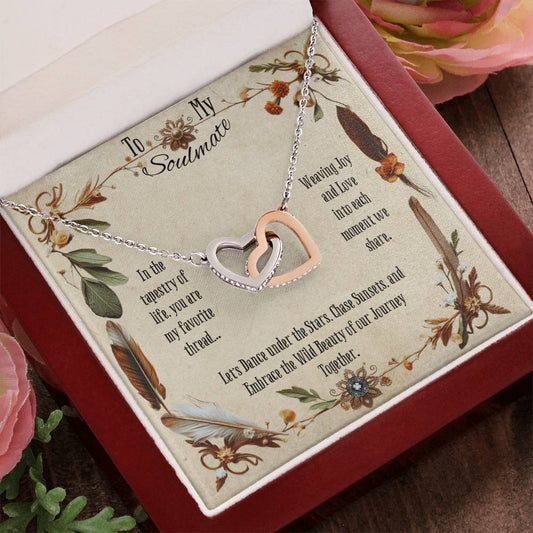 Interlocking Hearts Necklace: Boho Soulmate Jewelry 14k White Gold Finish Two Tone Box The Sterling Clover & Co.