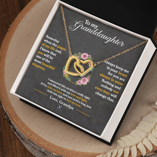 Interlocking Hearts necklace: Grandpa's Granddaughter Jewelry 18K Yellow Gold Finish Two Tone Box The Sterling Clover & Co.