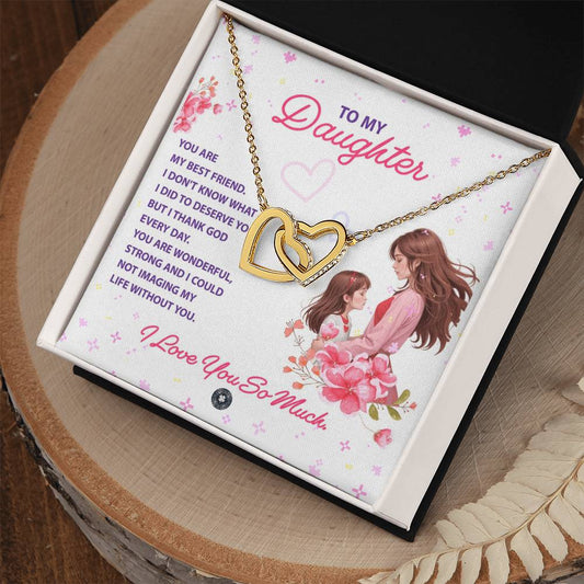 Interlocking Hearts necklace: My Bestie Jewelry 18K Yellow Gold Finish Two Tone Box The Sterling Clover & Co.