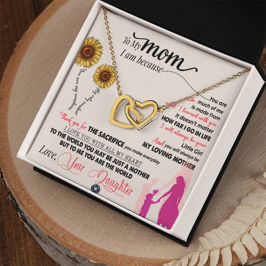 Interlocking Hearts necklace: Sunflower Mom Jewelry 18K Yellow Gold Finish Two Tone Box The Sterling Clover & Co.