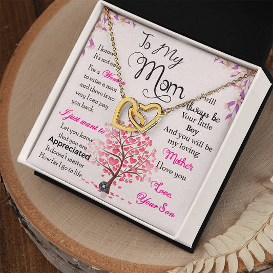 Interlocking Hearts necklace: To Mom, I Love You Jewelry 18K Yellow Gold Finish Two Tone Box The Sterling Clover & Co.