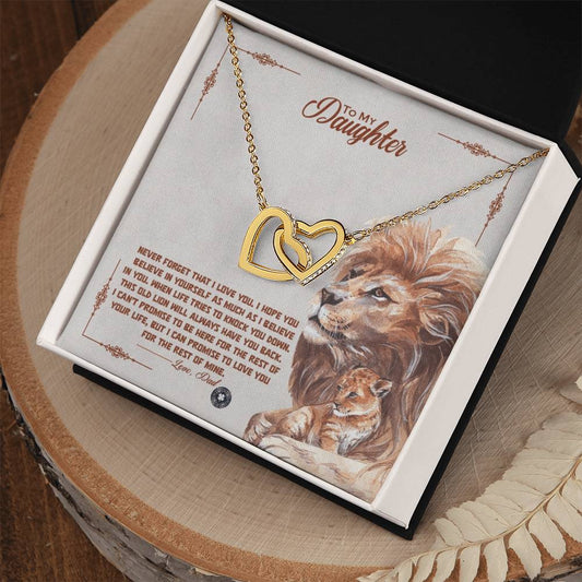 Interlocking Hearts necklace: To My Daughter, The Lioness Jewelry 18K Yellow Gold Finish Two Tone Box The Sterling Clover & Co.