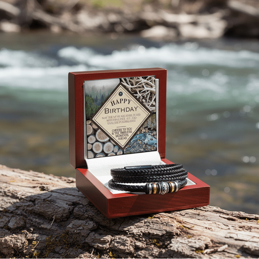"Love You Forever" Bracelet: Nature Birthday Jewelry Mahogany Style Luxury Box with LED The Sterling Clover & Co.