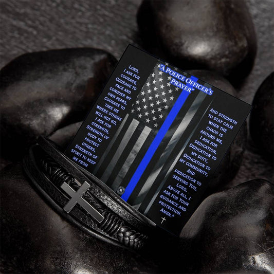 Men's Cross Bracelet: A Police Officer's Prayer Jewelry Two Tone Box The Sterling Clover & Co.