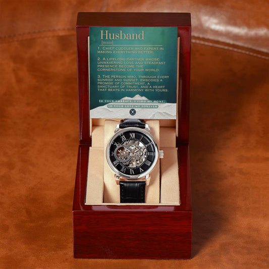 OpenWork Watch: For Husband Jewelry Arctic Mahogany Style Luxury Box with LED The Sterling Clover & Co.
