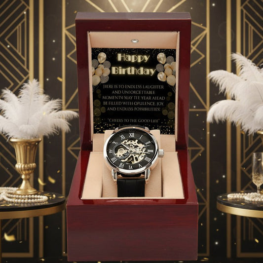 OpenWork Watch: Gatsby Birthday Jewelry Mahogany Style Luxury Box with LED The Sterling Clover & Co.