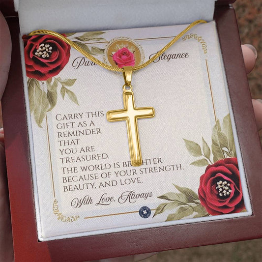 Personalized Cross Necklace with Snake Chain: Elegance Jewelry Two Tone Box Polished Stainless Steel The Sterling Clover & Co.