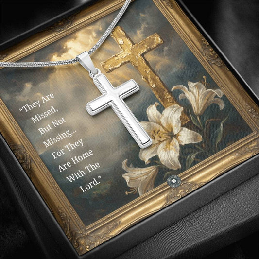 Personalized Cross Necklace with Snake Chain: Painted Cross Jewelry Two Tone Box Polished Stainless Steel The Sterling Clover & Co.