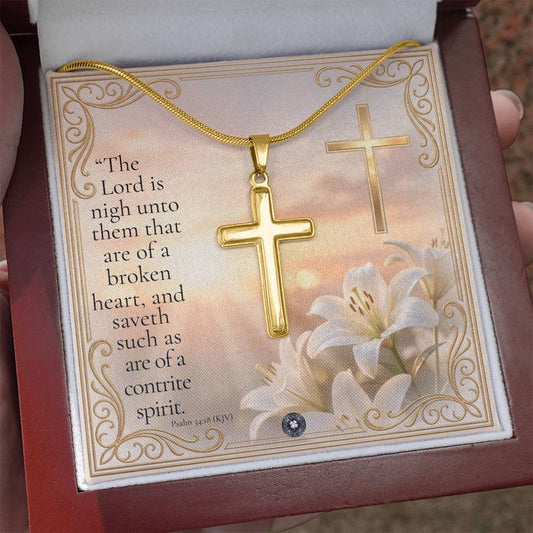 Personalized Cross Necklace with Snake Chain: Peace Jewelry Two Tone Box Polished Stainless Steel The Sterling Clover & Co.