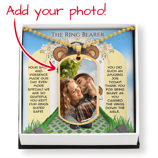 Photo Upload Dog Tag Necklace: Ring Security Bearer Jewelry 18k Yellow Gold No The Sterling Clover & Co.