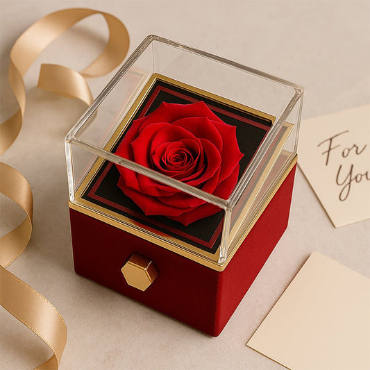Rotating Eternal Rose Gift Box: Forever Love Necklace Jewelry 14k White Gold Fairytale Love The Sterling Clover & Co.