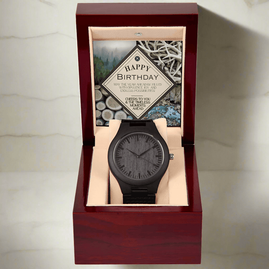 Sandalwood & Leather Wooden Watch: Nature Birthday Jewelry Mahogany Style Luxury Box The Sterling Clover & Co.