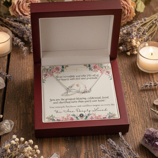 Signature Name Necklace: Forever Jewelry Polished Stainless Steel Two Tone Box The Sterling Clover & Co.