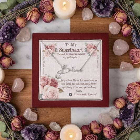 Signature Name Necklace: Sweetheart Jewelry Polished Stainless Steel Two Tone Box The Sterling Clover & Co.