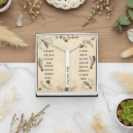 Talisman Necklace: Boho Soulmate Jewelry Polished Stainless Steel Two Tone Box The Sterling Clover & Co.