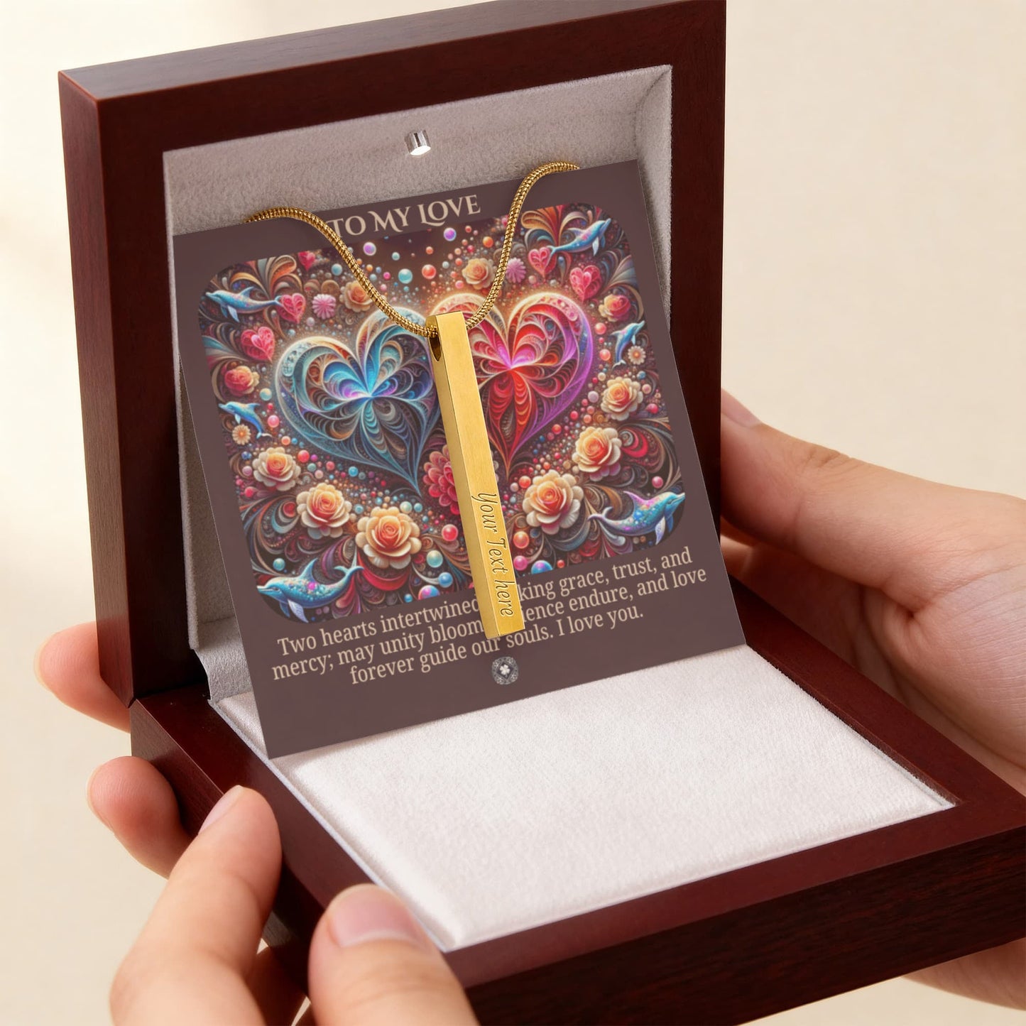 Talisman Necklace: Two Hearts As One Jewelry Polished Stainless Steel Two Tone Box The Sterling Clover & Co.