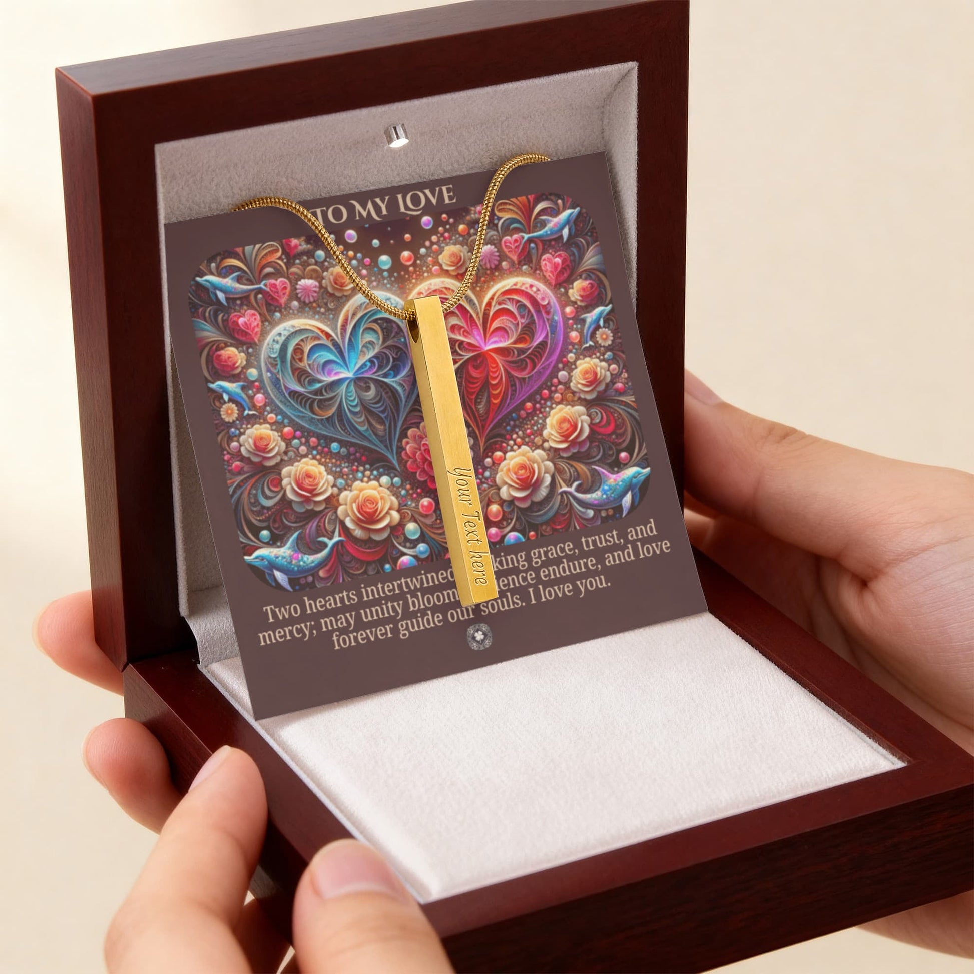 Talisman Necklace: Two Hearts As One Jewelry Polished Stainless Steel Two Tone Box The Sterling Clover & Co.