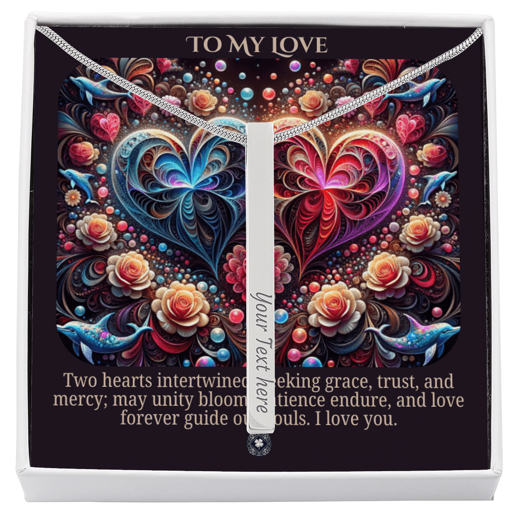 Talisman Necklace: Two Hearts As One Jewelry Polished Stainless Steel Two Tone Box The Sterling Clover & Co.