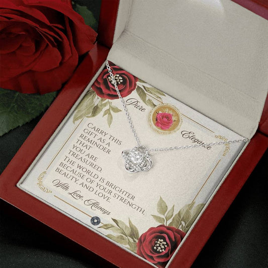 The Love Knot Necklace: Elegance Jewelry 14K White Gold Finish Two Tone Box The Sterling Clover & Co.