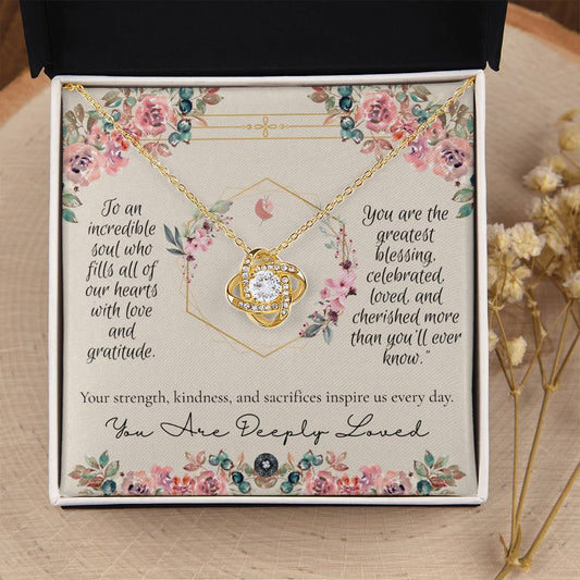 The Love Knot Necklace: Forever Jewelry 14K White Gold Finish Two Tone Box The Sterling Clover & Co.