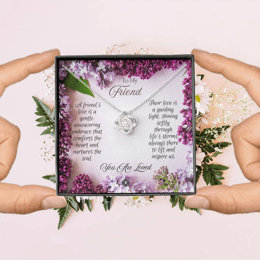 The Love Knot Necklace: Friend Jewelry 14K White Gold Finish Two Tone Box The Sterling Clover & Co.