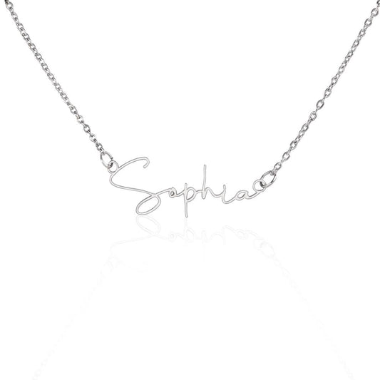 The Signature Name Necklace Jewelry Polished Stainless Steel Two Tone Box The Sterling Clover & Co.