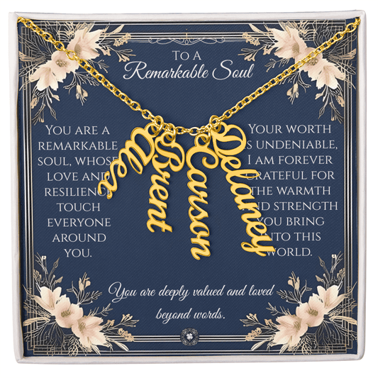 Vertical Name Necklace: Remarkable Jewelry 4 Names 18K Yellow Gold Finish Two Tone Box The Sterling Clover & Co.